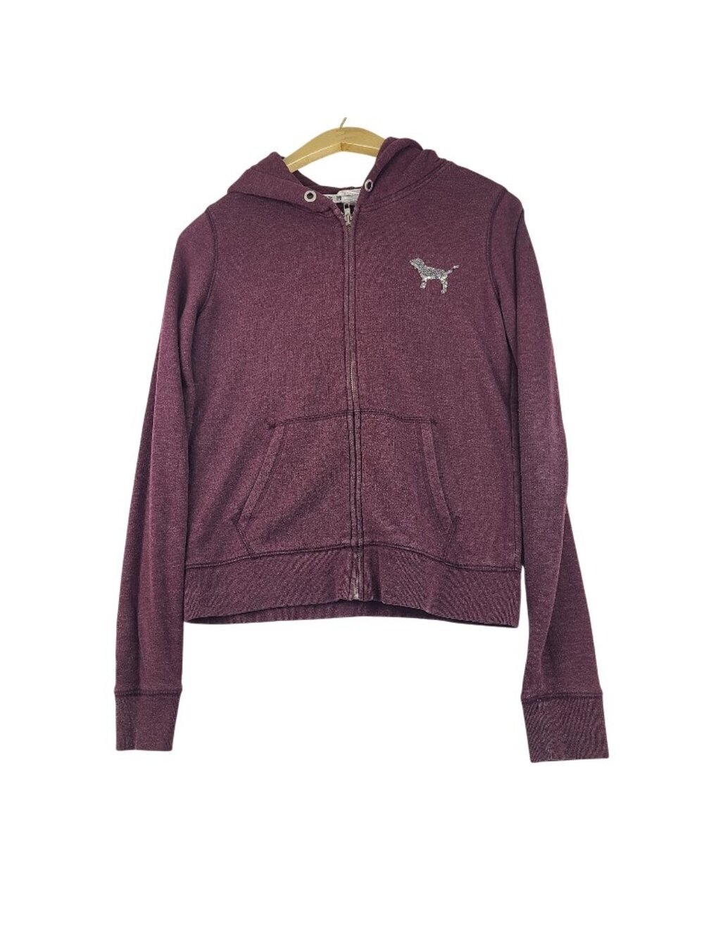 Victoria's Secret Pink Vintage Y2K Purple Zip Up Hoodie Dog Logo Sequin XS